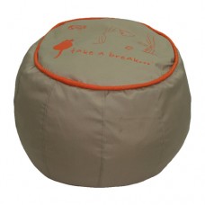 Drum Stool with Piping - Vanilla Polyester 'Take a Break'
